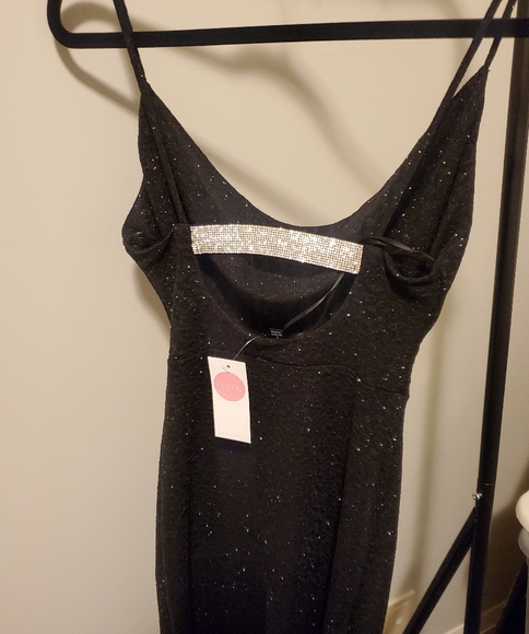 New Black Shimmer Cocktail Dress - Picture 3 of 7